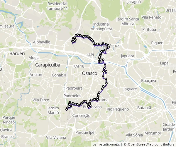 Mapa do itinerário da linha