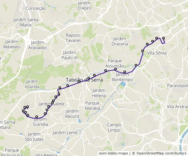 Mapa do itinerário da linha