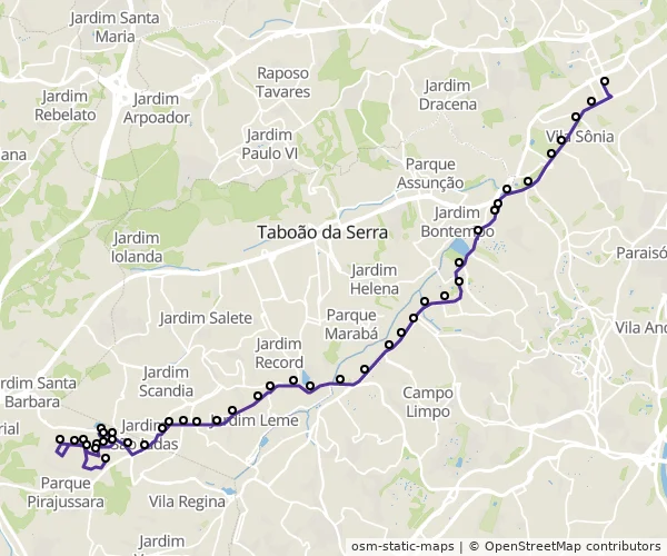 Mapa do itinerário da linha