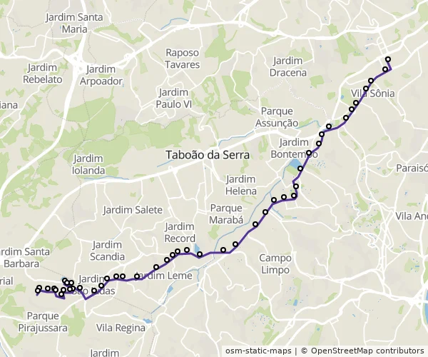 Mapa do itinerário da linha