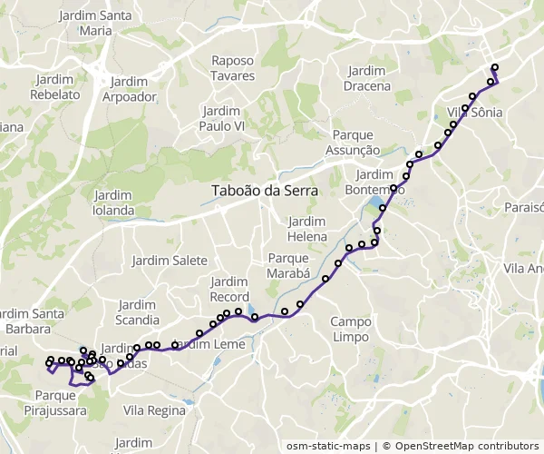 Mapa do itinerário da linha