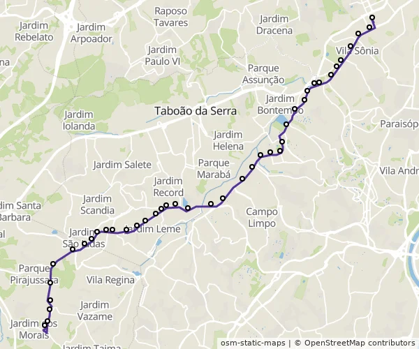 Mapa do itinerário da linha