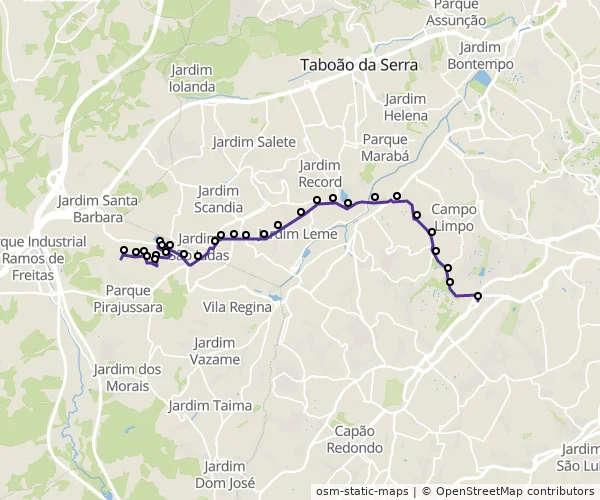 Mapa do itinerário da linha