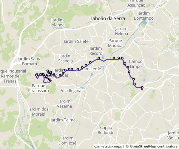 Mapa do itinerário da linha