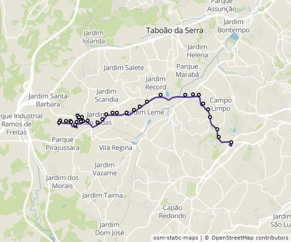 Mapa do itinerário da linha