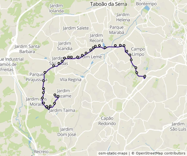 Mapa do itinerário da linha