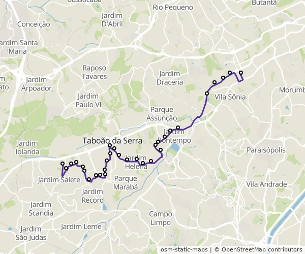 Mapa do itinerário da linha