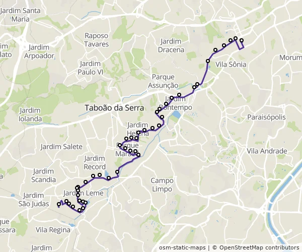 Mapa do itinerário da linha