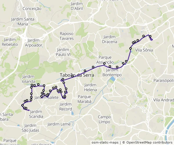 Mapa do itinerário da linha