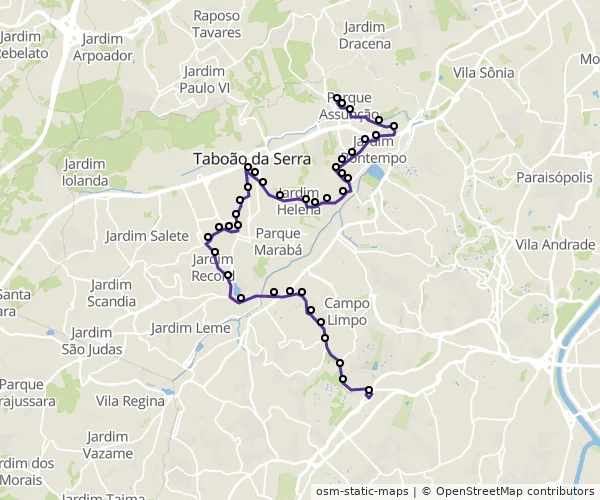 Mapa do itinerário da linha