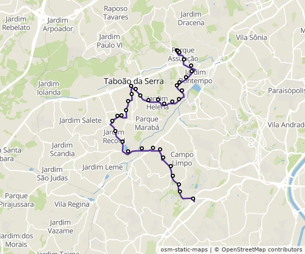 Mapa do itinerário da linha