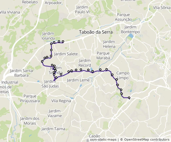 Mapa do itinerário da linha
