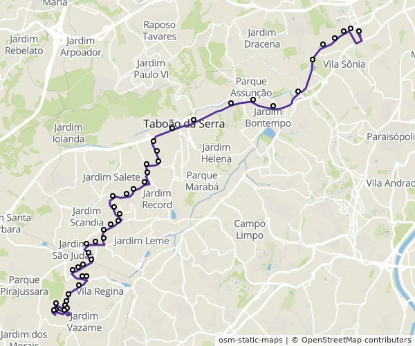 Mapa do itinerário da linha