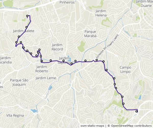 Mapa do itinerário da linha