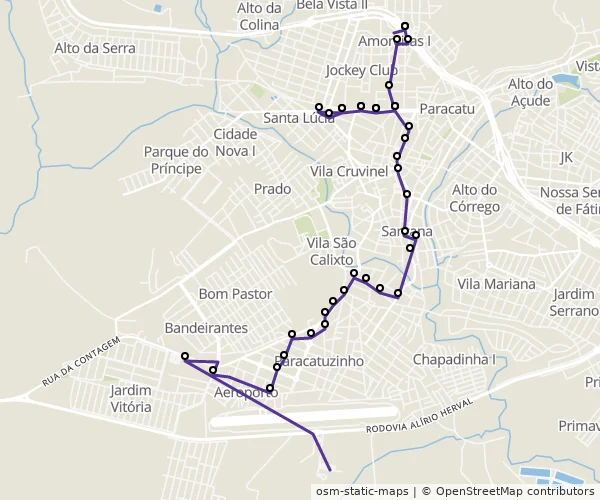 Mapa do itinerário da linha