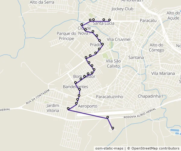 Mapa do itinerário da linha