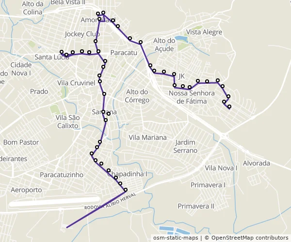 Mapa do itinerário da linha