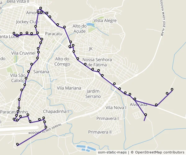 Mapa do itinerário da linha