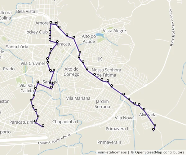 Mapa do itinerário da linha
