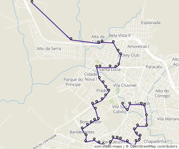 Mapa do itinerário da linha