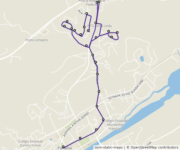 Mapa do itinerário da linha
