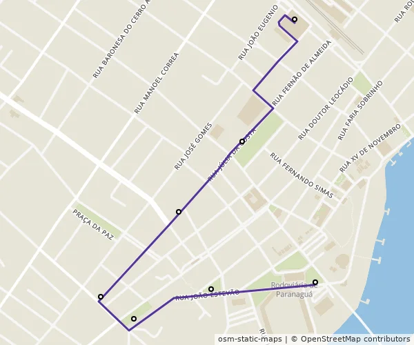 Mapa do itinerário da linha