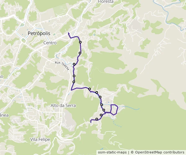 Mapa do itinerário da linha