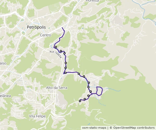 Mapa do itinerário da linha