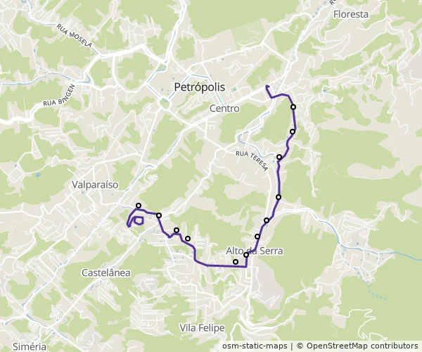 Mapa do itinerário da linha