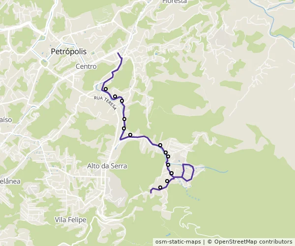 Mapa do itinerário da linha