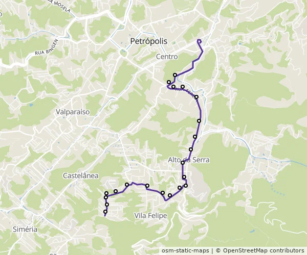 Mapa do itinerário da linha
