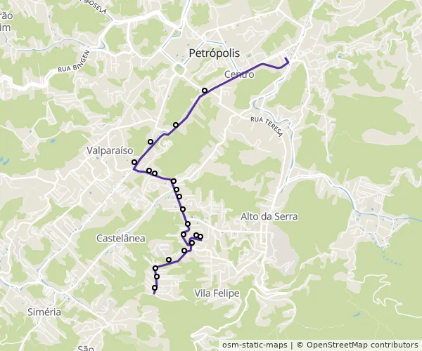 Mapa do itinerário da linha