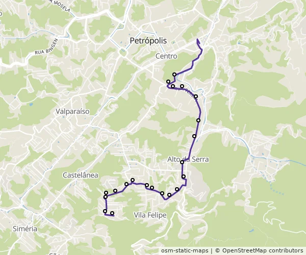 Mapa do itinerário da linha