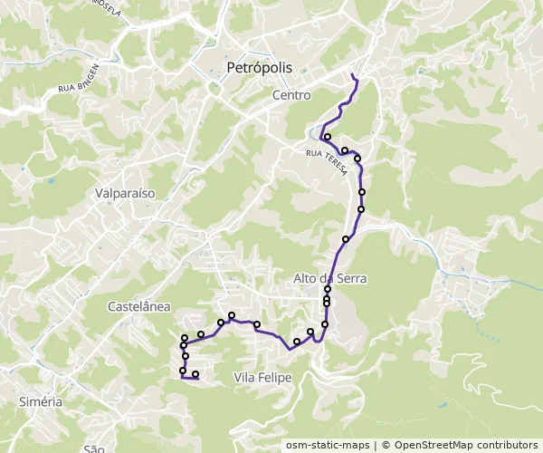 Mapa do itinerário da linha