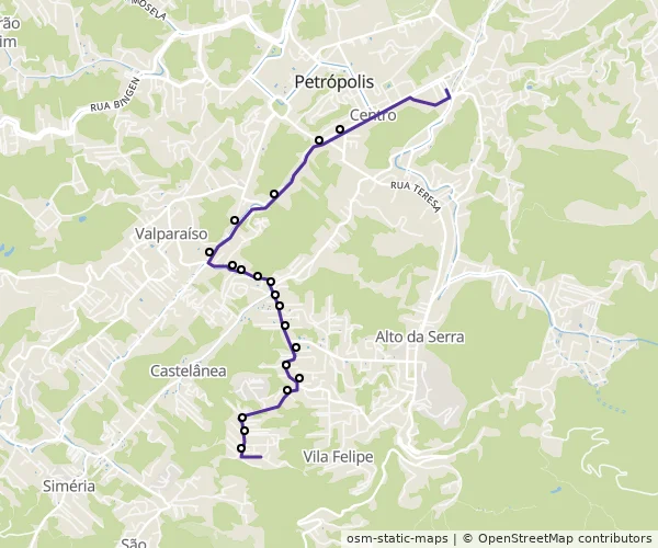 Mapa do itinerário da linha