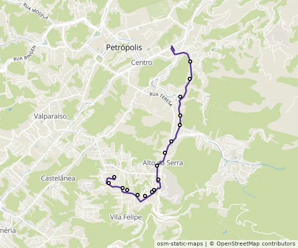 Mapa do itinerário da linha