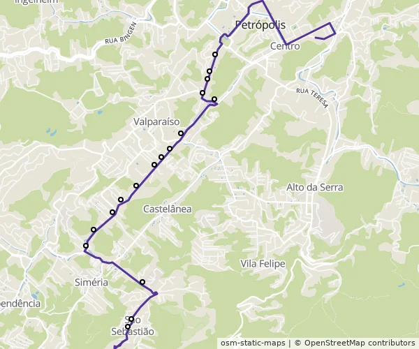 Mapa do itinerário da linha