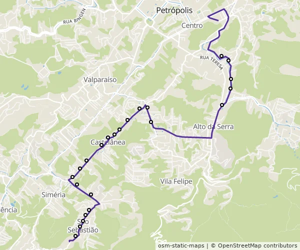Mapa do itinerário da linha