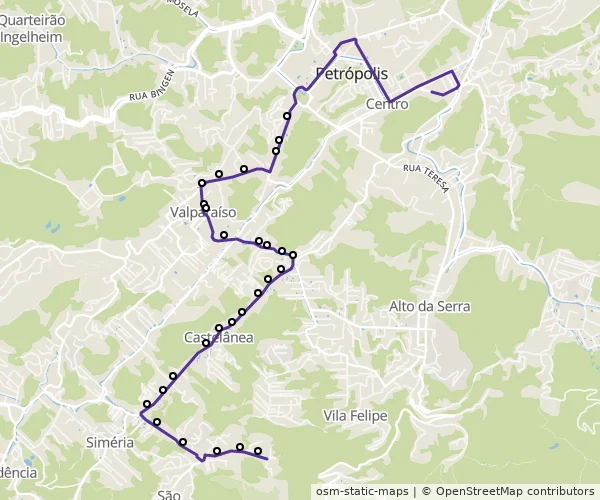 Mapa do itinerário da linha
