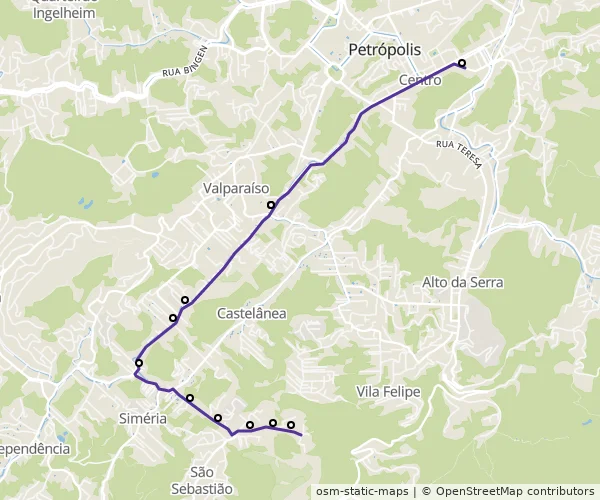 Mapa do itinerário da linha