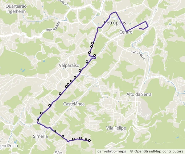 Mapa do itinerário da linha