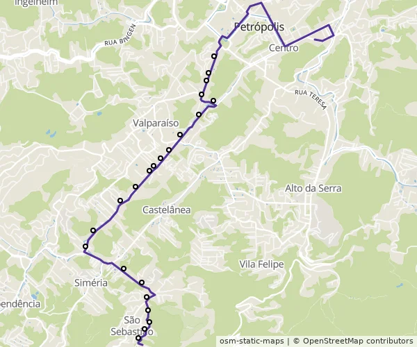 Mapa do itinerário da linha