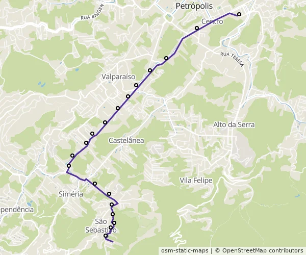 Mapa do itinerário da linha