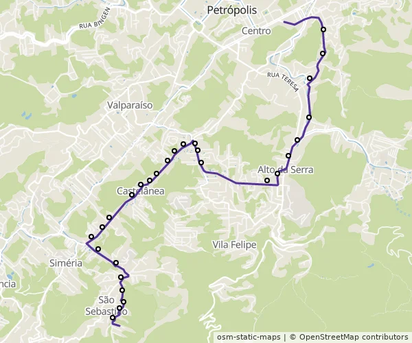 Mapa do itinerário da linha