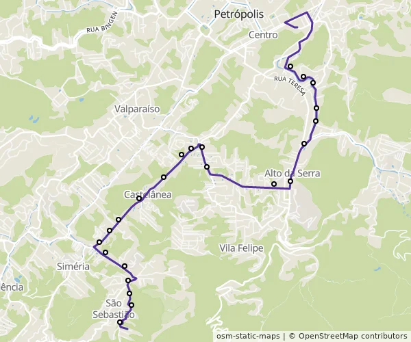Mapa do itinerário da linha