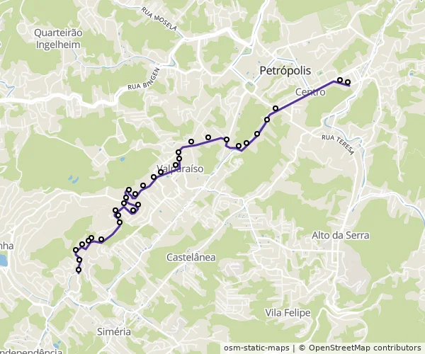 Mapa do itinerário da linha