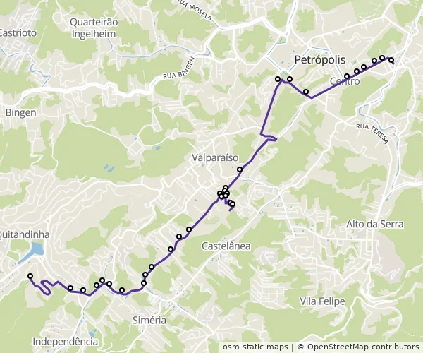 Mapa do itinerário da linha