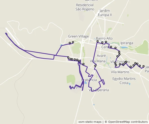Mapa do itinerário da linha