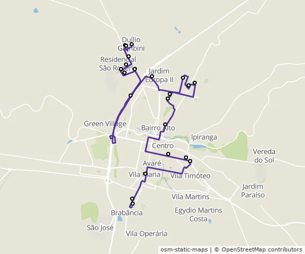 Mapa do itinerário da linha