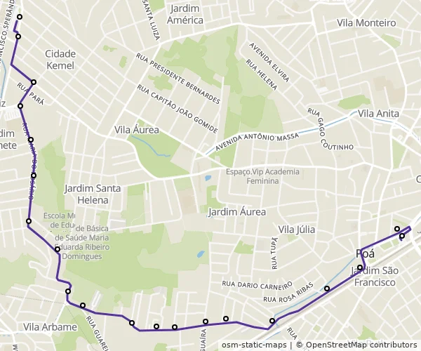 Mapa do itinerário da linha